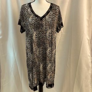 Rene Rofe Leopard Print Nightshirt Shirt Size L